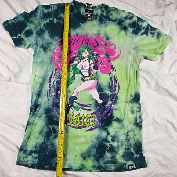 Broken Promises Guilt Anime Graphic Large Green Shirt Tie Dye Short Sleeve - Picture 11 of 12